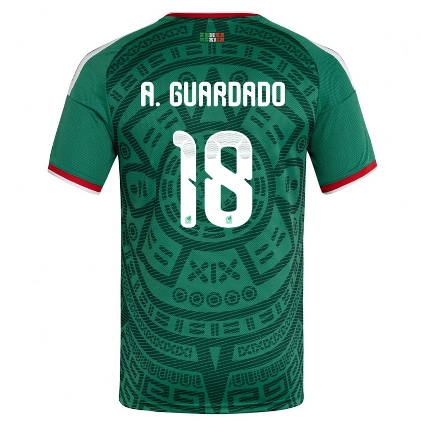 Danxen Dětské Mexiko Andres Guardado #18 Zelená Bílá Červená Domů Hráčské Dresy 26-28 Dres