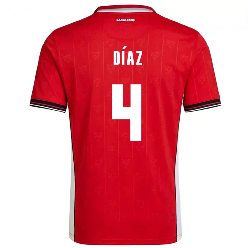 Danxen Dětské Panama Ángel Díaz #4 Červená Hnědá Bílá Domů Hráčské Dresy 26-28 Dres