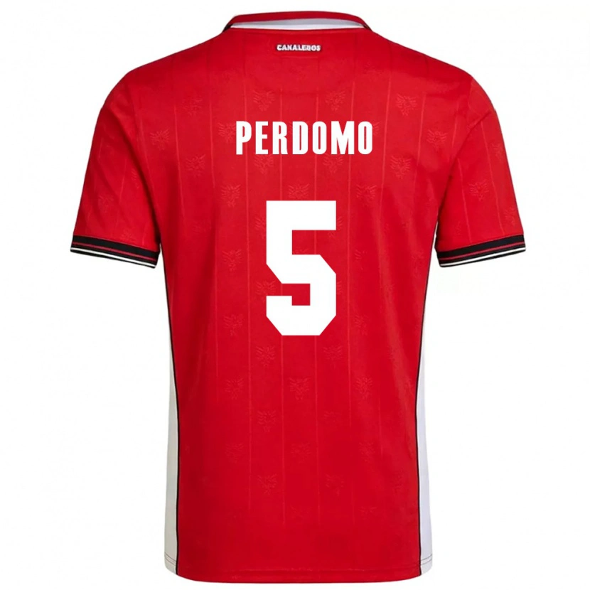 Danxen Dětské Panama Reyniel Perdomo #5 Červená Hnědá Bílá Domů Hráčské Dresy 26-28 Dres