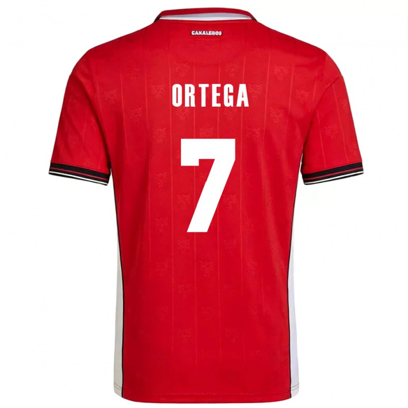 Danxen Dětské Panama Mauro Ortega #7 Červená Hnědá Bílá Domů Hráčské Dresy 26-28 Dres