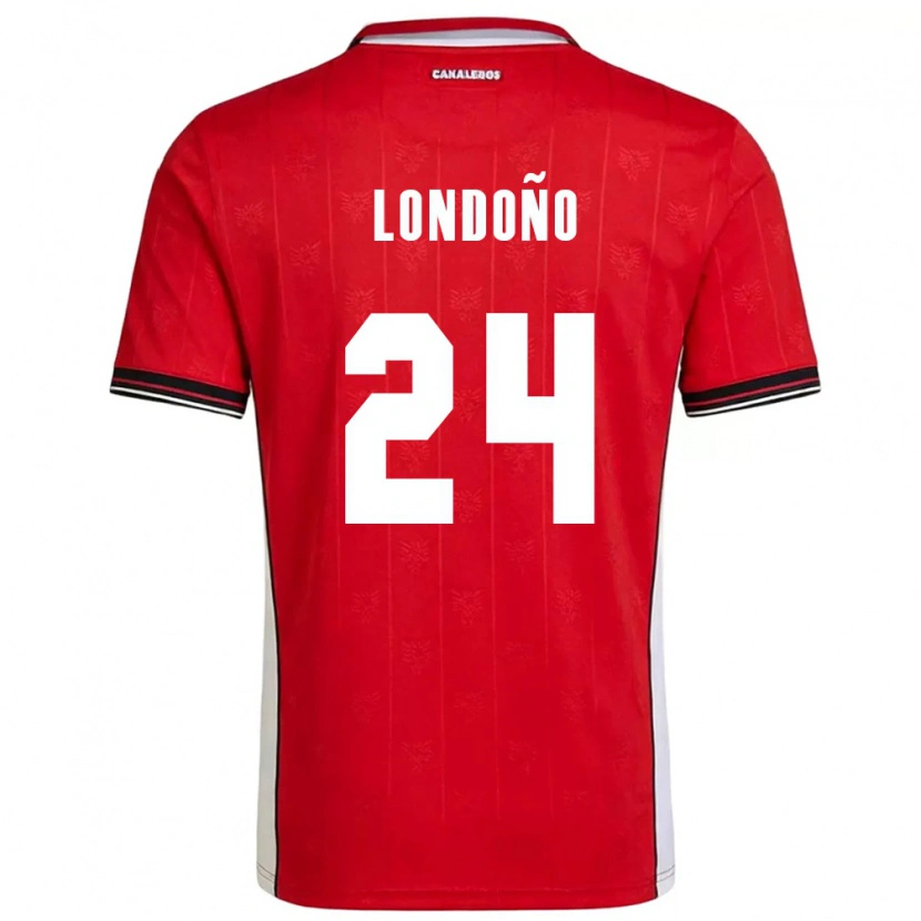 Danxen Dětské Panama Azarias Londoño #24 Červená Hnědá Bílá Domů Hráčské Dresy 26-28 Dres