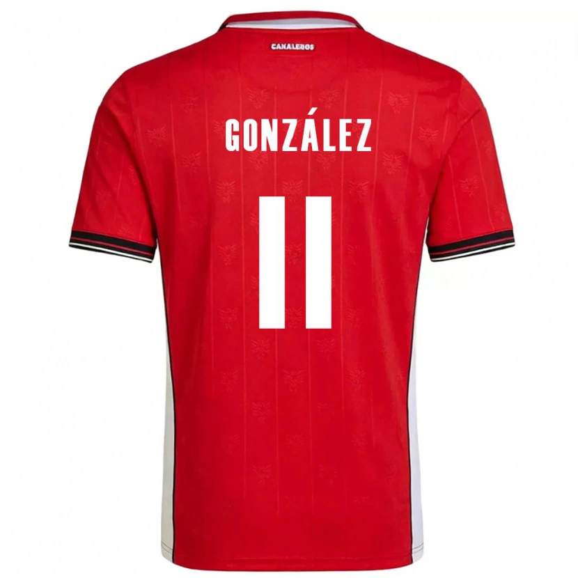 Danxen Dětské Panama Edmilson González #11 Červená Hnědá Bílá Domů Hráčské Dresy 26-28 Dres