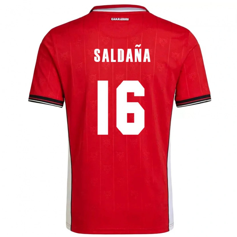 Danxen Dětské Panama Allan Saldaña #16 Červená Hnědá Bílá Domů Hráčské Dresy 26-28 Dres