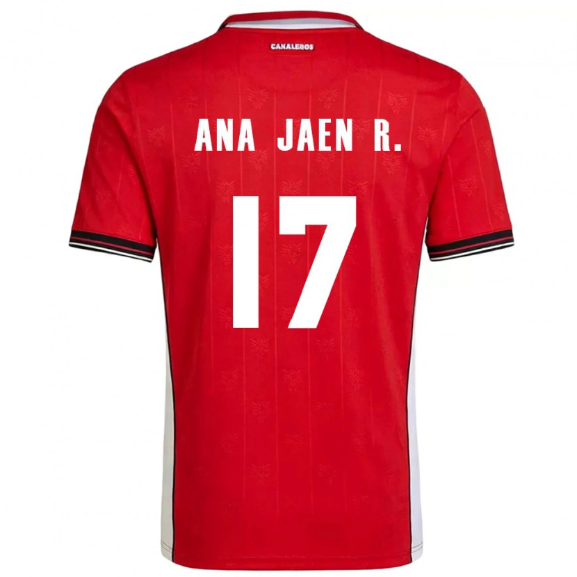 Danxen Dětské Panama Ana Jaén Rodríguez #17 Červená Hnědá Bílá Domů Hráčské Dresy 26-28 Dres