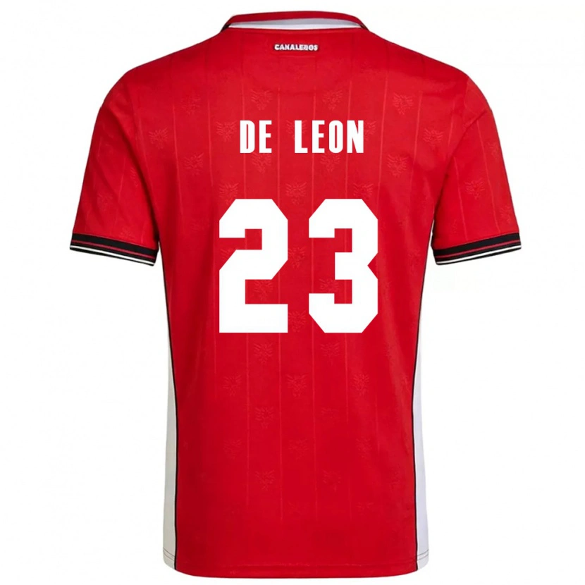 Danxen Dětské Panama Yerenis De León #23 Červená Hnědá Bílá Domů Hráčské Dresy 26-28 Dres