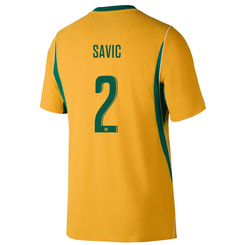 Danxen Dětské Austrálie Marcus Savic #2 Žlutá Zelená Domů Hráčské Dresy 26-28 Dres