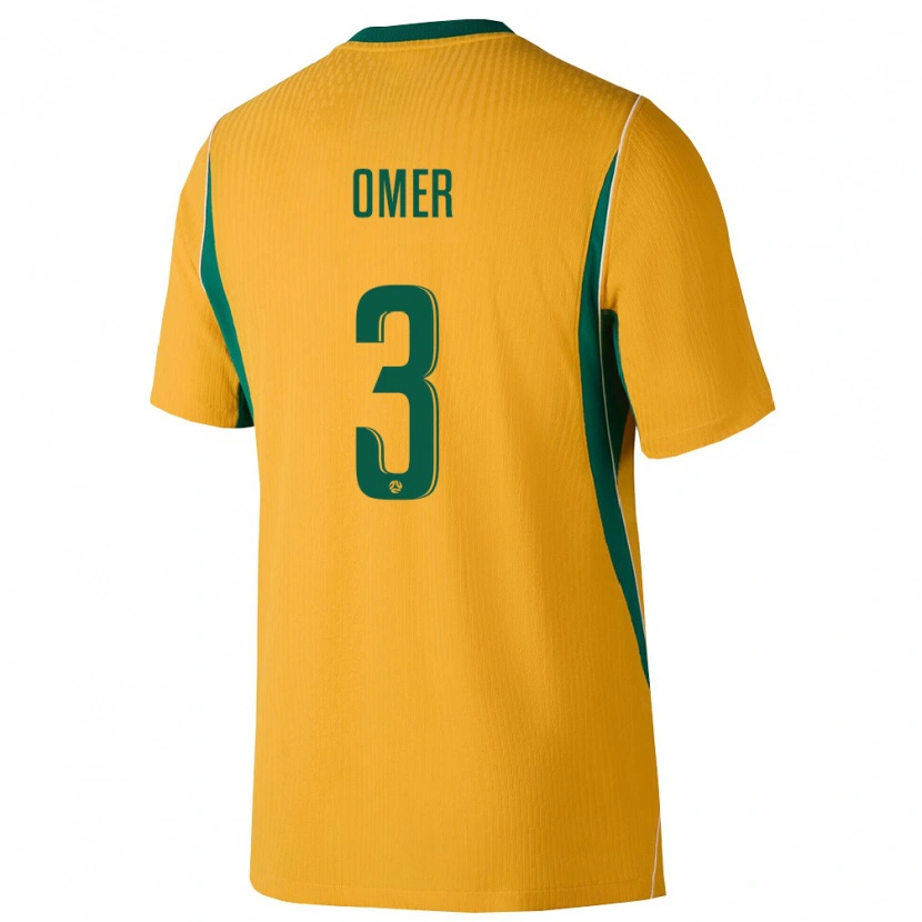 Danxen Dětské Austrálie Abdurahman Omer #3 Žlutá Zelená Domů Hráčské Dresy 26-28 Dres