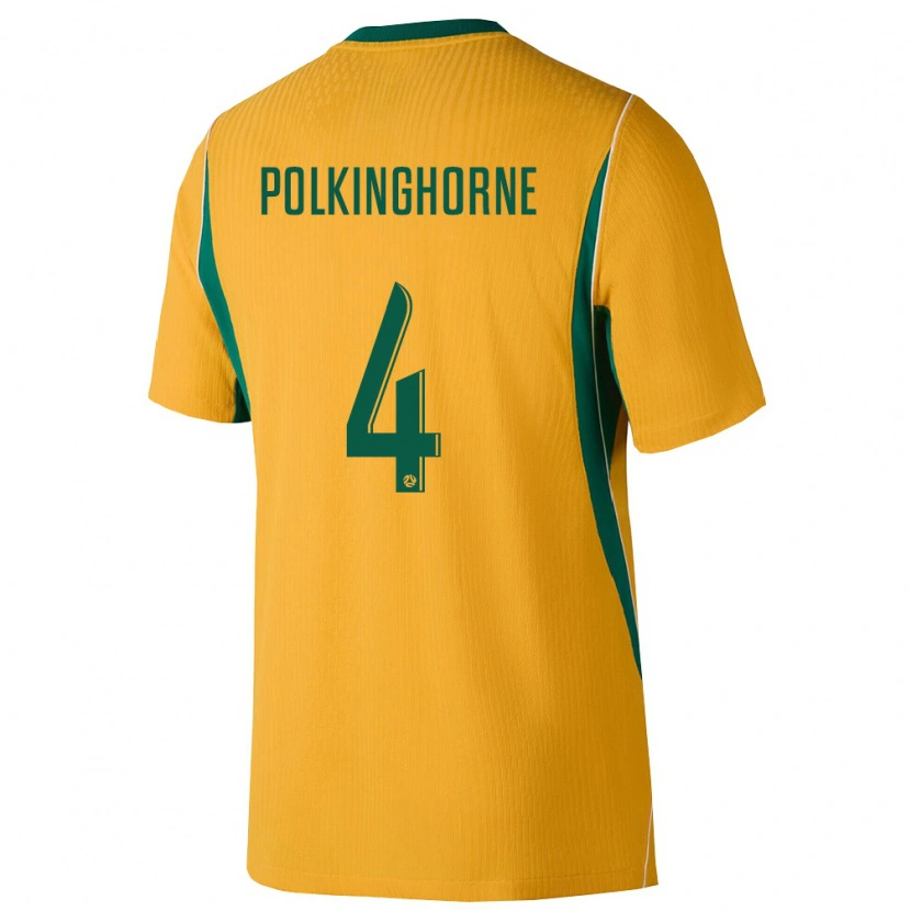 Danxen Dětské Austrálie Clare Polkinghorne #4 Žlutá Zelená Domů Hráčské Dresy 26-28 Dres