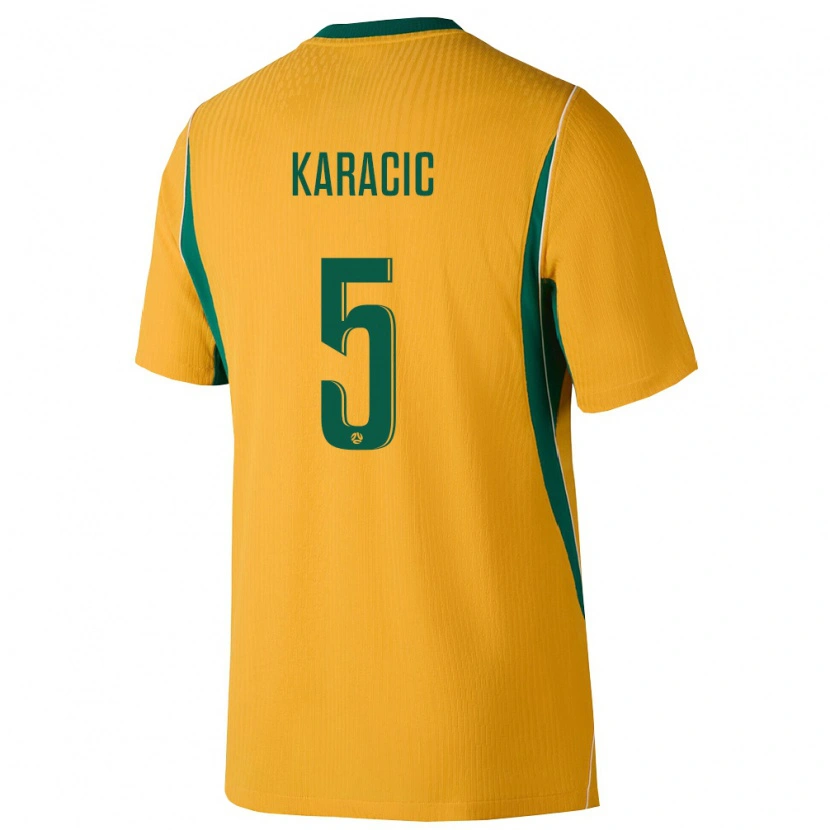 Danxen Dětské Austrálie Fran Karacic #5 Žlutá Zelená Domů Hráčské Dresy 26-28 Dres