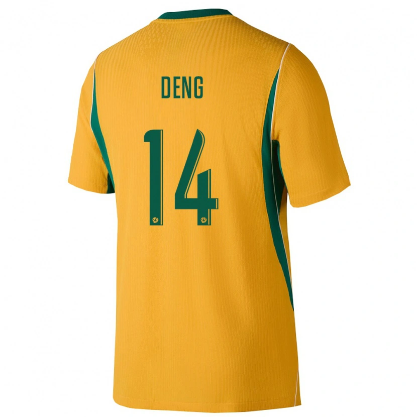 Danxen Dětské Austrálie Thomas Deng #14 Žlutá Zelená Domů Hráčské Dresy 26-28 Dres