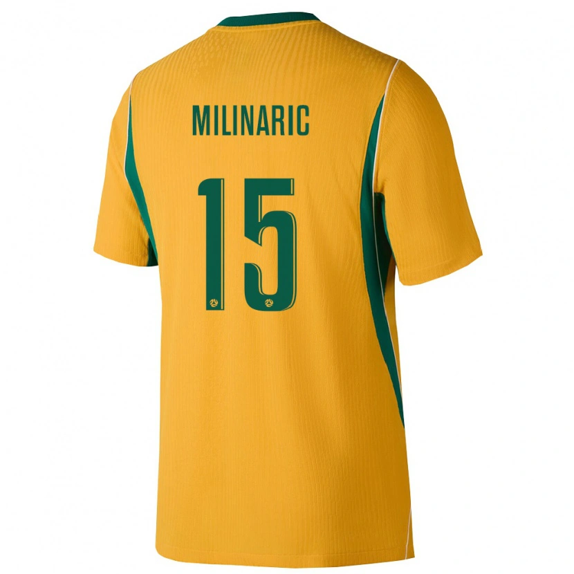 Danxen Dětské Austrálie Anton Milinaric #15 Žlutá Zelená Domů Hráčské Dresy 26-28 Dres