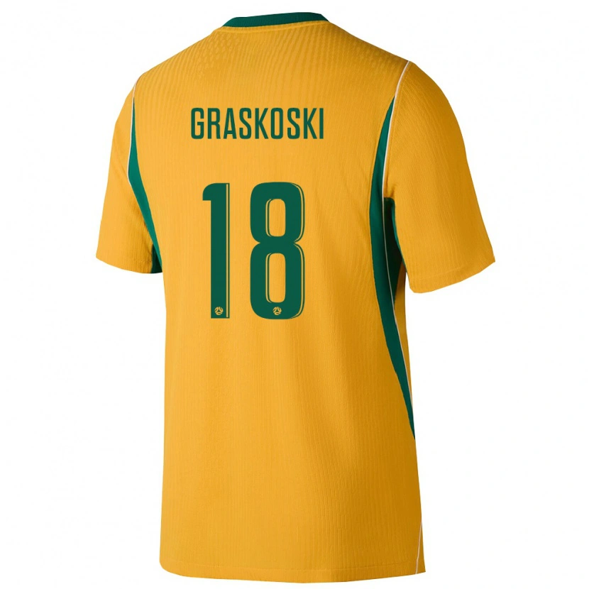 Danxen Dětské Austrálie Daniel Graskoski #18 Žlutá Zelená Domů Hráčské Dresy 26-28 Dres