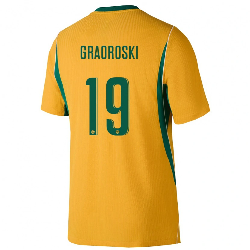 Danxen Dětské Austrálie Jordan Graoroski #19 Žlutá Zelená Domů Hráčské Dresy 26-28 Dres