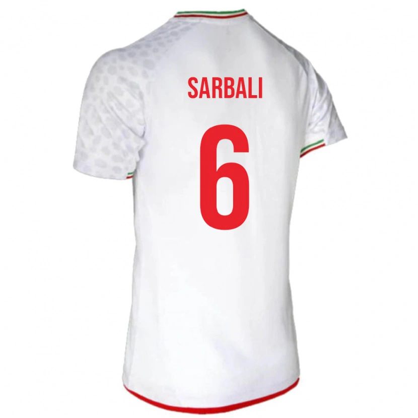 Danxen Dětské Írán Zahra Sarbali #6 Bílá Červená Domů Hráčské Dresy 26-28 Dres