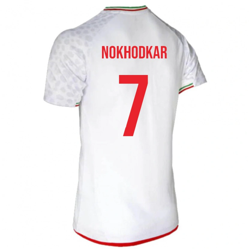Danxen Dětské Írán Hossein Nokhodkar #7 Bílá Červená Domů Hráčské Dresy 26-28 Dres