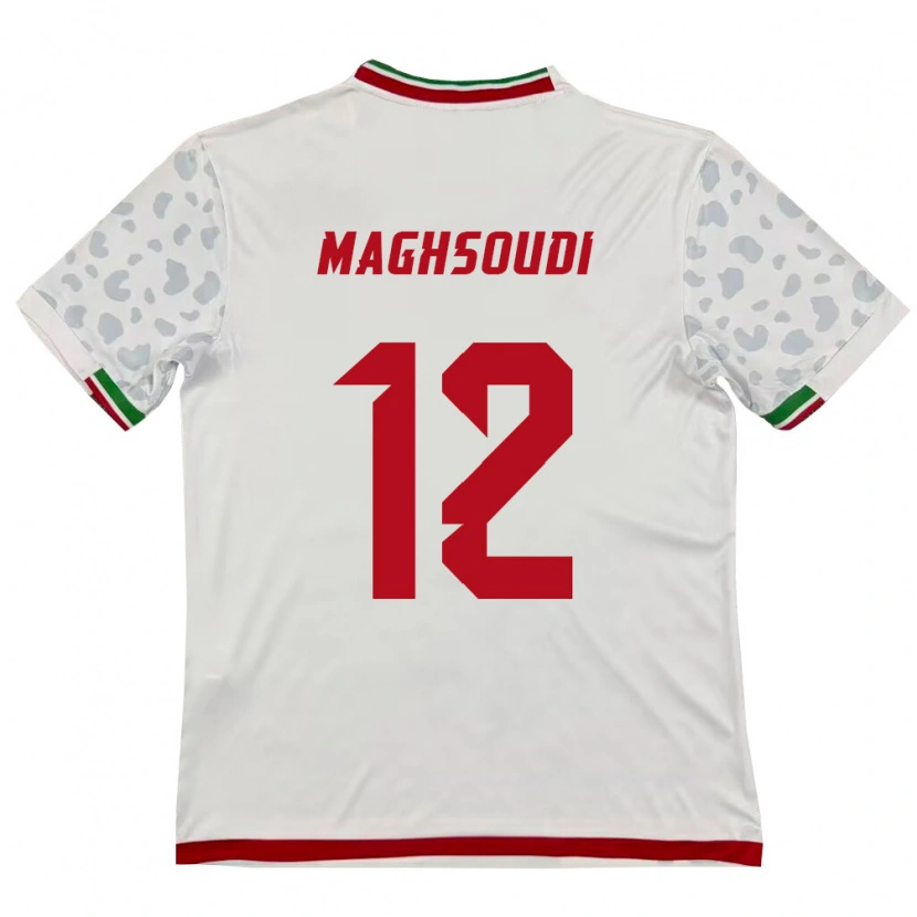 Danxen Dětské Írán Amirmehdi Maghsoudi #12 Bílá Červená Domů Hráčské Dresy 26-28 Dres