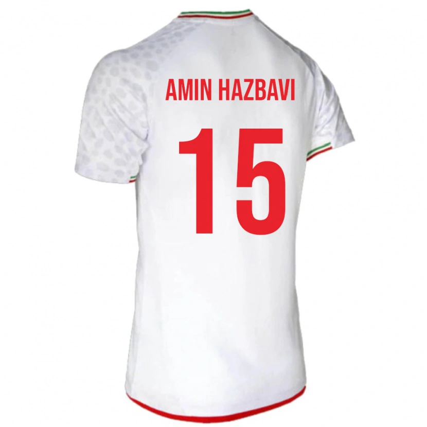 Danxen Dětské Írán Mohammadamin Hazbavi #15 Bílá Červená Domů Hráčské Dresy 26-28 Dres