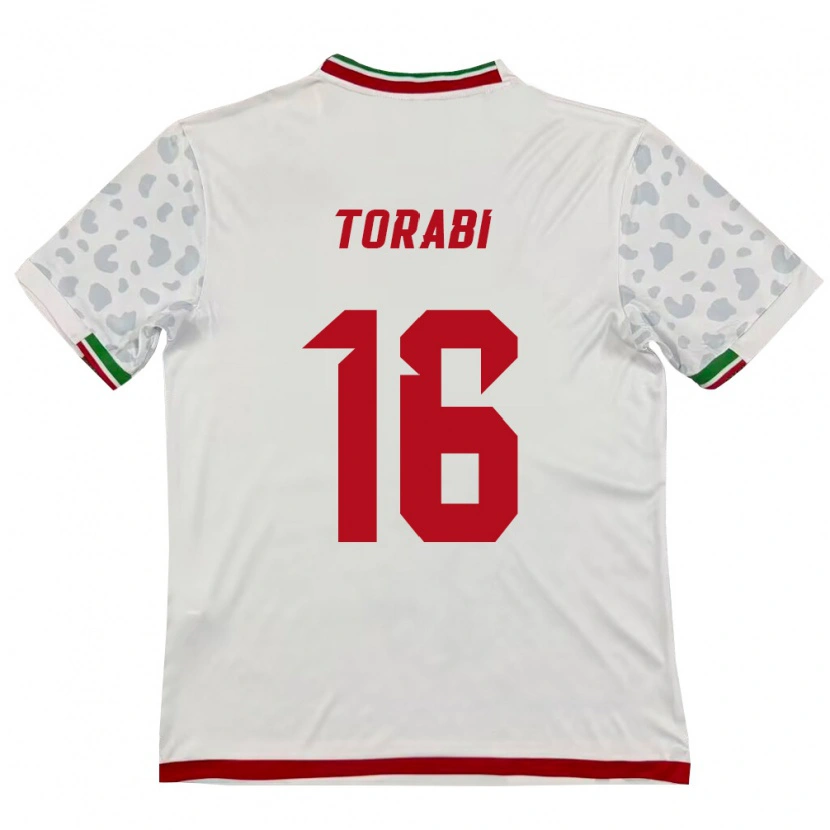 Danxen Dětské Írán Mehdi Torabi #16 Bílá Červená Domů Hráčské Dresy 26-28 Dres
