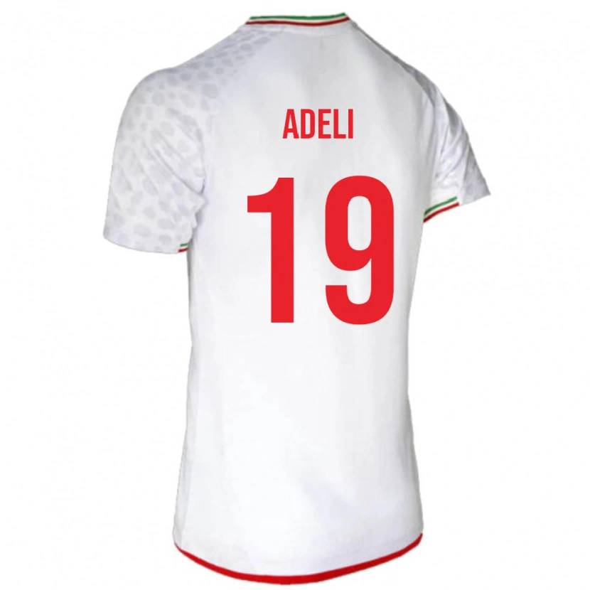Danxen Dětské Írán Fatemeh Adeli #19 Bílá Červená Domů Hráčské Dresy 26-28 Dres