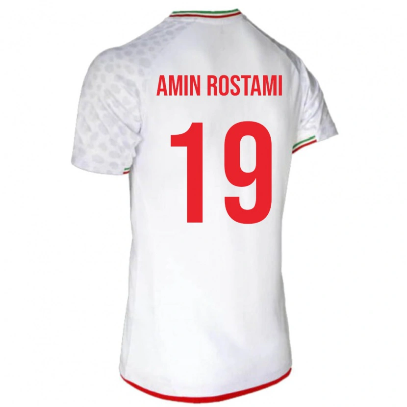 Danxen Dětské Írán Mohammad Amin Rostami #19 Bílá Červená Domů Hráčské Dresy 26-28 Dres