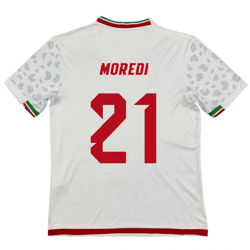 Danxen Dětské Írán Abolfazl Moredi #21 Bílá Červená Domů Hráčské Dresy 26-28 Dres