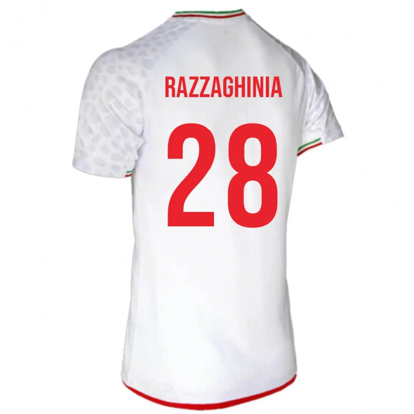 Danxen Dětské Írán Amirmohammad Razzaghinia #28 Bílá Červená Domů Hráčské Dresy 26-28 Dres