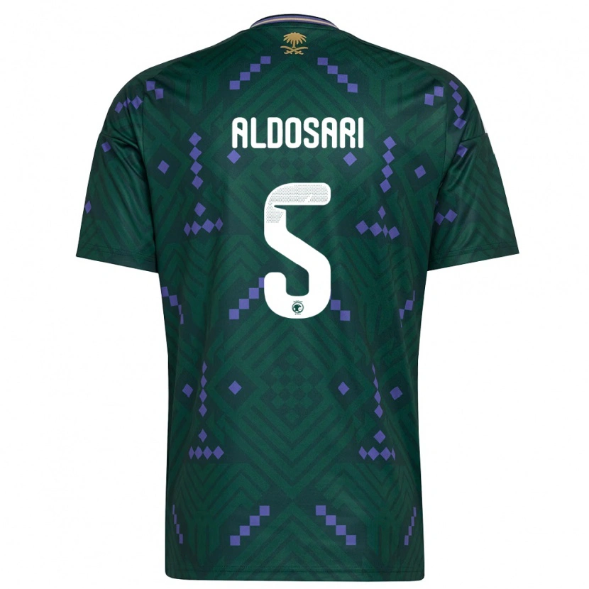 Danxen Dětské Saúdská Arábie Mohammed Aldosari #5 Zelená Fialová Bílá Domů Hráčské Dresy 26-28 Dres