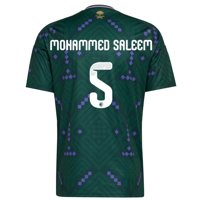 Danxen Dětské Saúdská Arábie Moayad Mohammed Saleem #5 Zelená Fialová Bílá Domů Hráčské Dresy 26-28 Dres