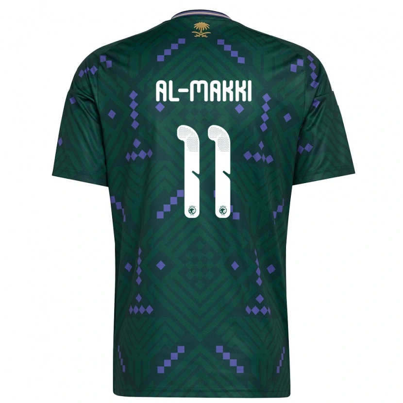 Danxen Dětské Saúdská Arábie Ali Al-Makki #11 Zelená Fialová Bílá Domů Hráčské Dresy 26-28 Dres