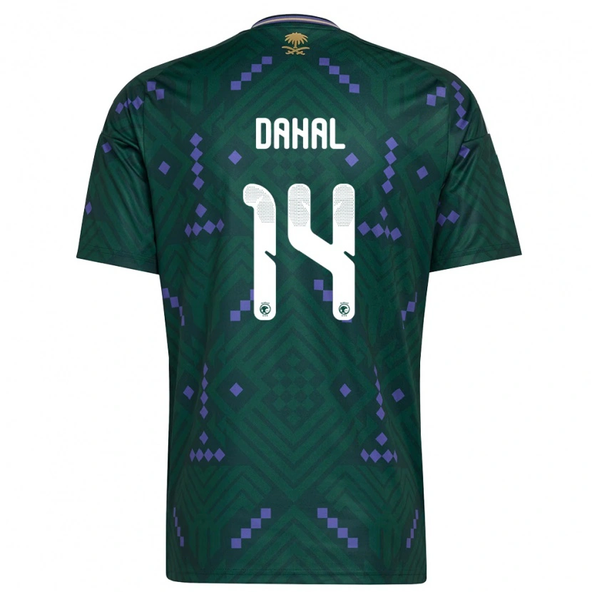 Danxen Dětské Saúdská Arábie Awad Dahal #14 Zelená Fialová Bílá Domů Hráčské Dresy 26-28 Dres