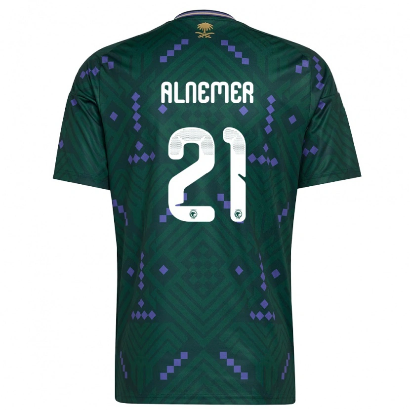 Danxen Dětské Saúdská Arábie Meshari Alnemer #21 Zelená Fialová Bílá Domů Hráčské Dresy 26-28 Dres