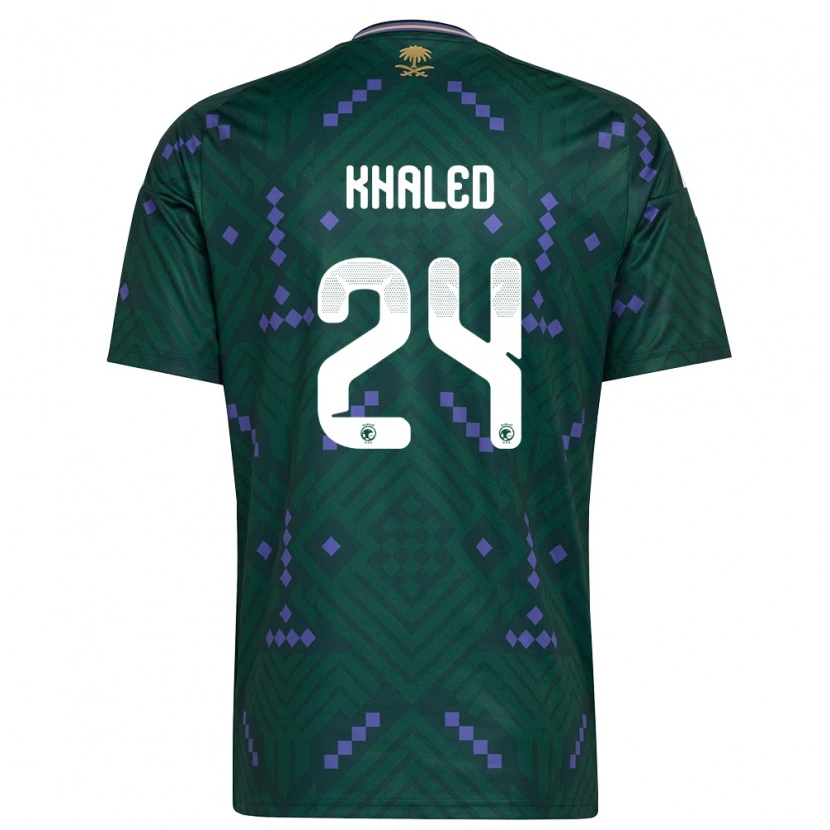 Danxen Dětské Saúdská Arábie Atheer Khaled #24 Zelená Fialová Bílá Domů Hráčské Dresy 26-28 Dres