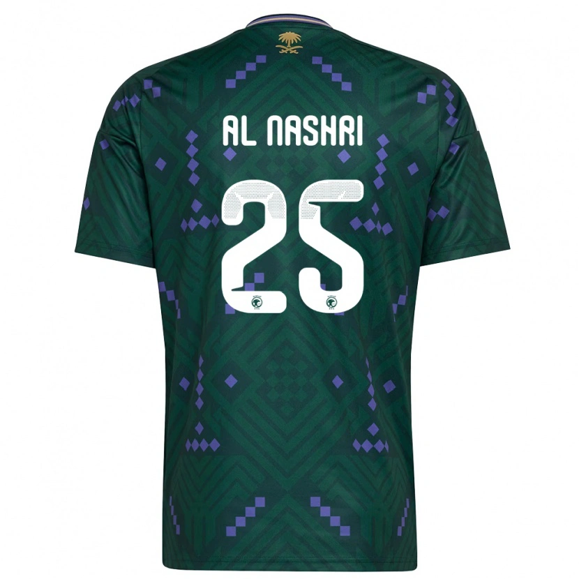 Danxen Dětské Saúdská Arábie Awad Al Nashri #25 Zelená Fialová Bílá Domů Hráčské Dresy 26-28 Dres