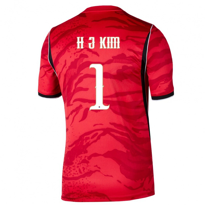 Danxen Dětské Jižní Korea Jeong-Hoon Kim #1 Červená Bílá Černá Domů Hráčské Dresy 26-28 Dres