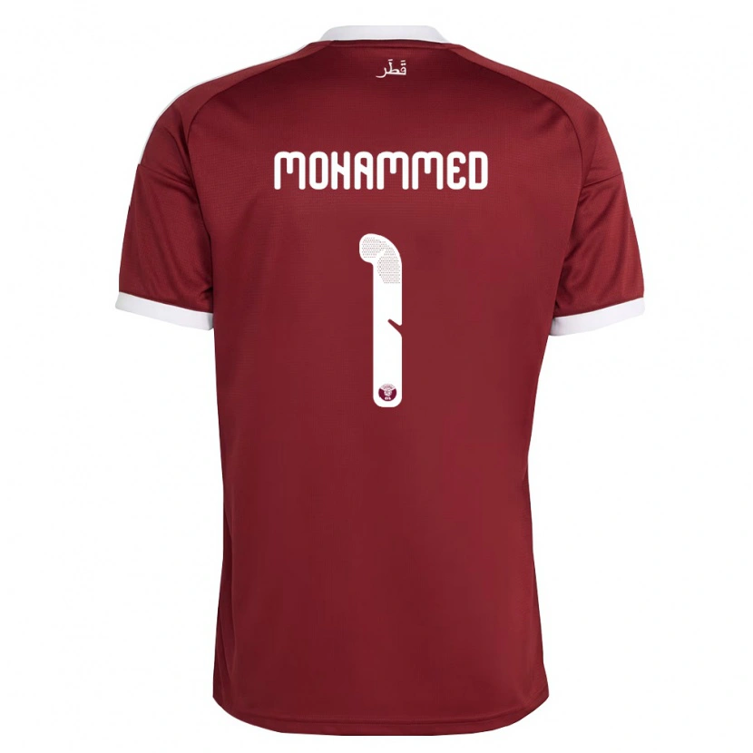 Danxen Dětské Katar Bakri Mohammed #1 Červená Vínová Bílá Domů Hráčské Dresy 26-28 Dres