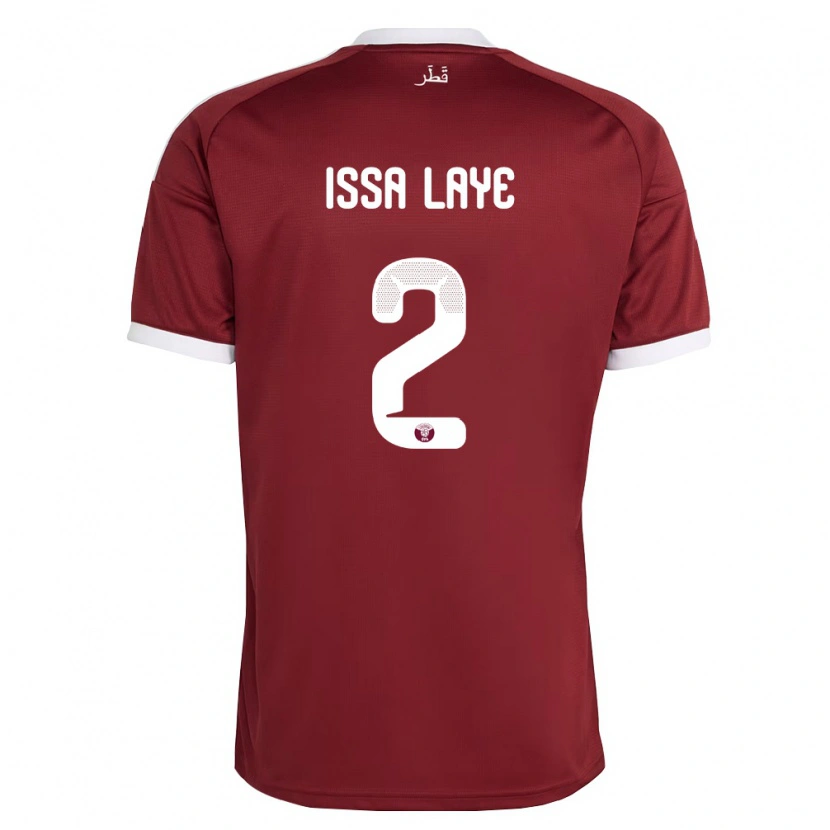 Danxen Dětské Katar Issa Laye #2 Červená Vínová Bílá Domů Hráčské Dresy 26-28 Dres