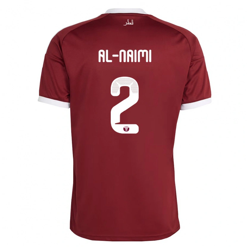 Danxen Dětské Katar Amna Al Naimi #2 Červená Vínová Bílá Domů Hráčské Dresy 26-28 Dres