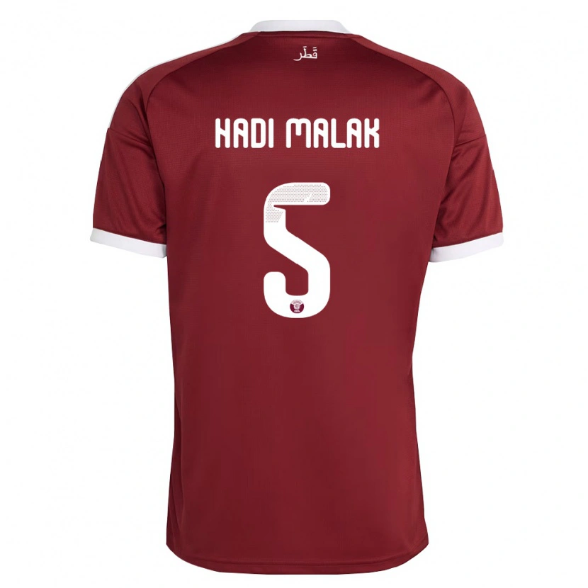 Danxen Dětské Katar Karam Malak #5 Červená Vínová Bílá Domů Hráčské Dresy 26-28 Dres