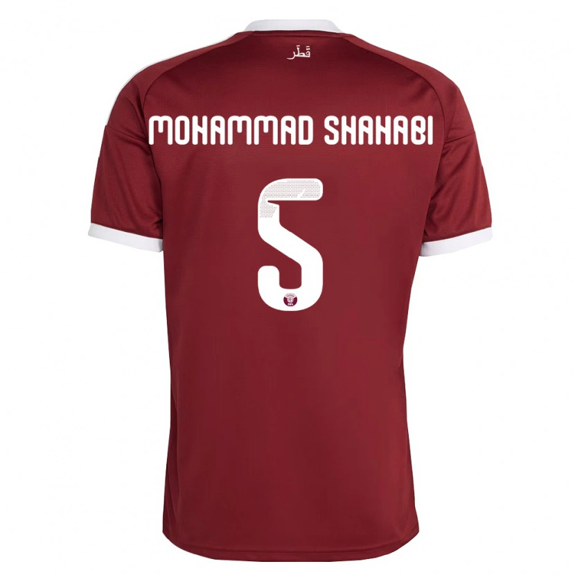Danxen Dětské Katar Ali Mohammad Shahabi #5 Červená Vínová Bílá Domů Hráčské Dresy 26-28 Dres
