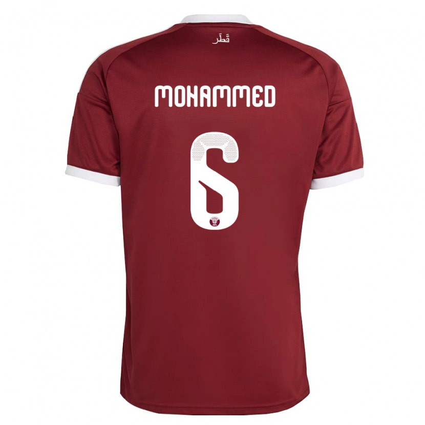 Danxen Dětské Katar Abdulaziz Mohammed #6 Červená Vínová Bílá Domů Hráčské Dresy 26-28 Dres