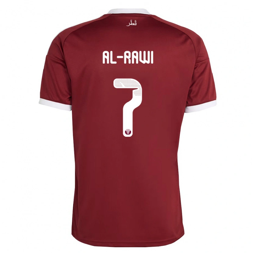 Danxen Dětské Katar Ahmed Al-Rawi #7 Červená Vínová Bílá Domů Hráčské Dresy 26-28 Dres