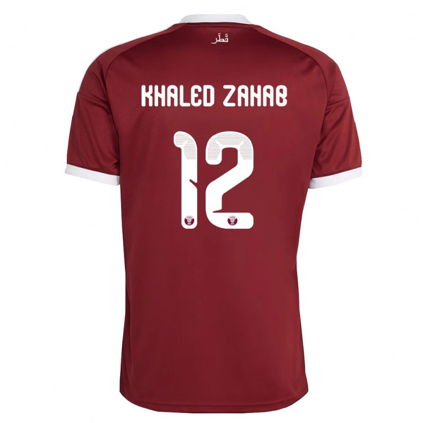 Danxen Dětské Katar Abdelrahman Zahab #12 Červená Vínová Bílá Domů Hráčské Dresy 26-28 Dres