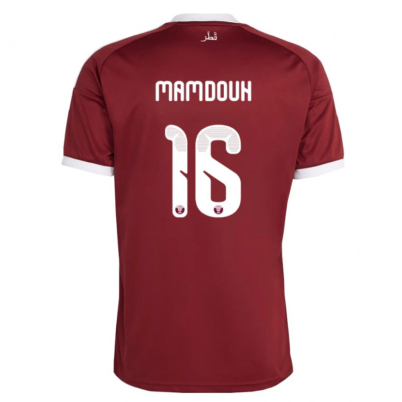 Danxen Dětské Katar Bahaa Mamdouh #16 Červená Vínová Bílá Domů Hráčské Dresy 26-28 Dres