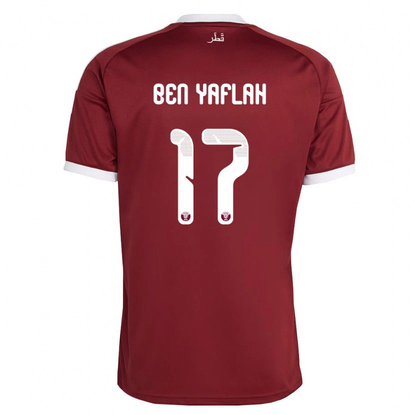 Danxen Dětské Katar Bilel Ben Yaflah #17 Červená Vínová Bílá Domů Hráčské Dresy 26-28 Dres