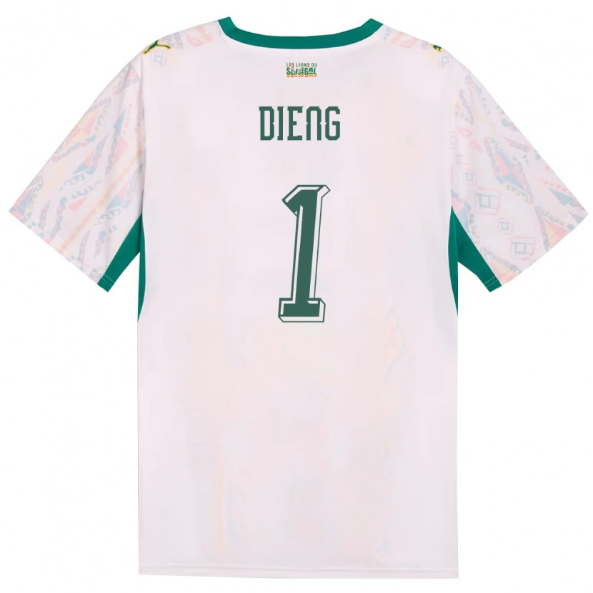 Danxen Dětské Senegal Timothy Dieng #1 Bílá Zelená Žlutá Domů Hráčské Dresy 26-28 Dres