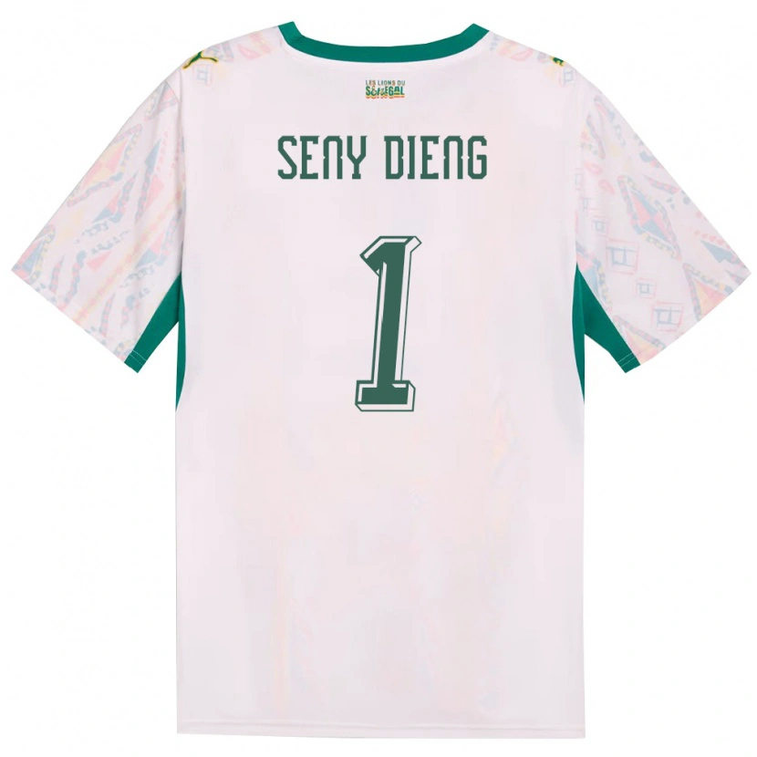 Danxen Dětské Senegal Seny Dieng #1 Bílá Zelená Žlutá Domů Hráčské Dresy 26-28 Dres