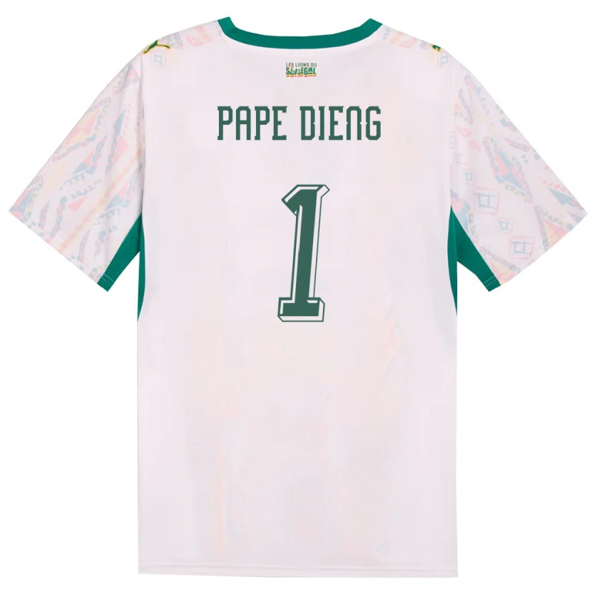 Danxen Dětské Senegal Pape Dieng #1 Bílá Zelená Žlutá Domů Hráčské Dresy 26-28 Dres