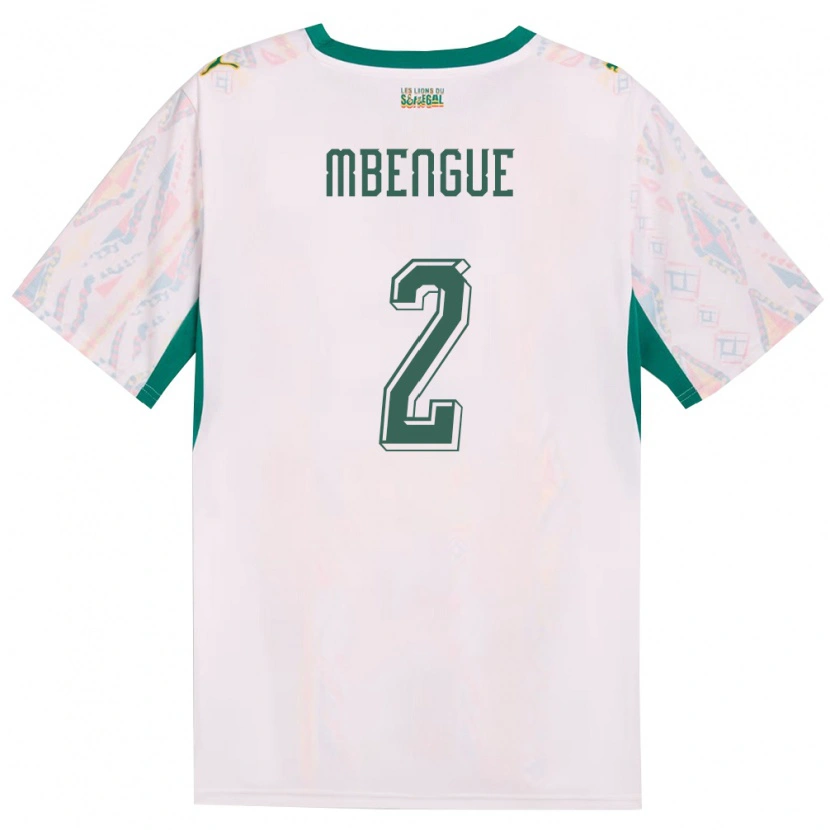 Danxen Dětské Senegal Lamine Mbengue #2 Bílá Zelená Žlutá Domů Hráčské Dresy 26-28 Dres