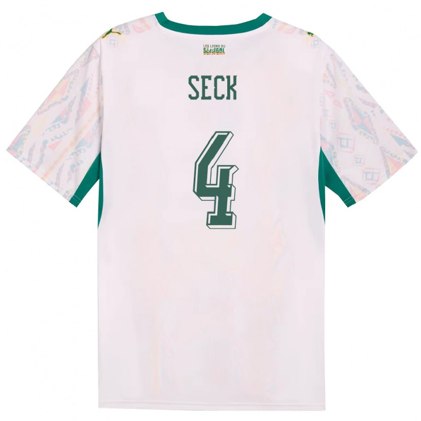 Danxen Dětské Senegal Abdoulaye Seck #4 Bílá Zelená Žlutá Domů Hráčské Dresy 26-28 Dres