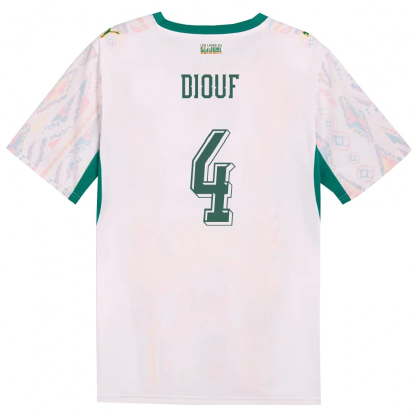 Danxen Dětské Senegal Fallou Diouf #4 Bílá Zelená Žlutá Domů Hráčské Dresy 26-28 Dres